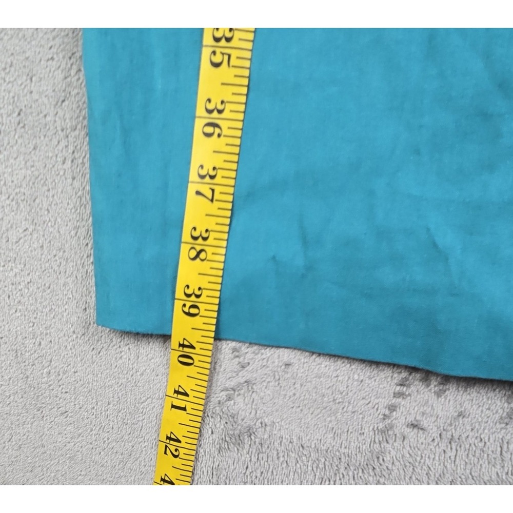 Adrianna Papell Teal Shutter Pleat Sheath Dress Size 8 Lined Linen Blend - Picture 7 of 9